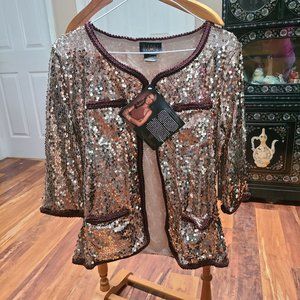 IMAN, S, Champagne Sequin Jacket NWT